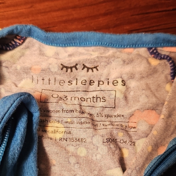 Little Sleepies Blue and Orange Splatter Footie - Picture 2 of 2